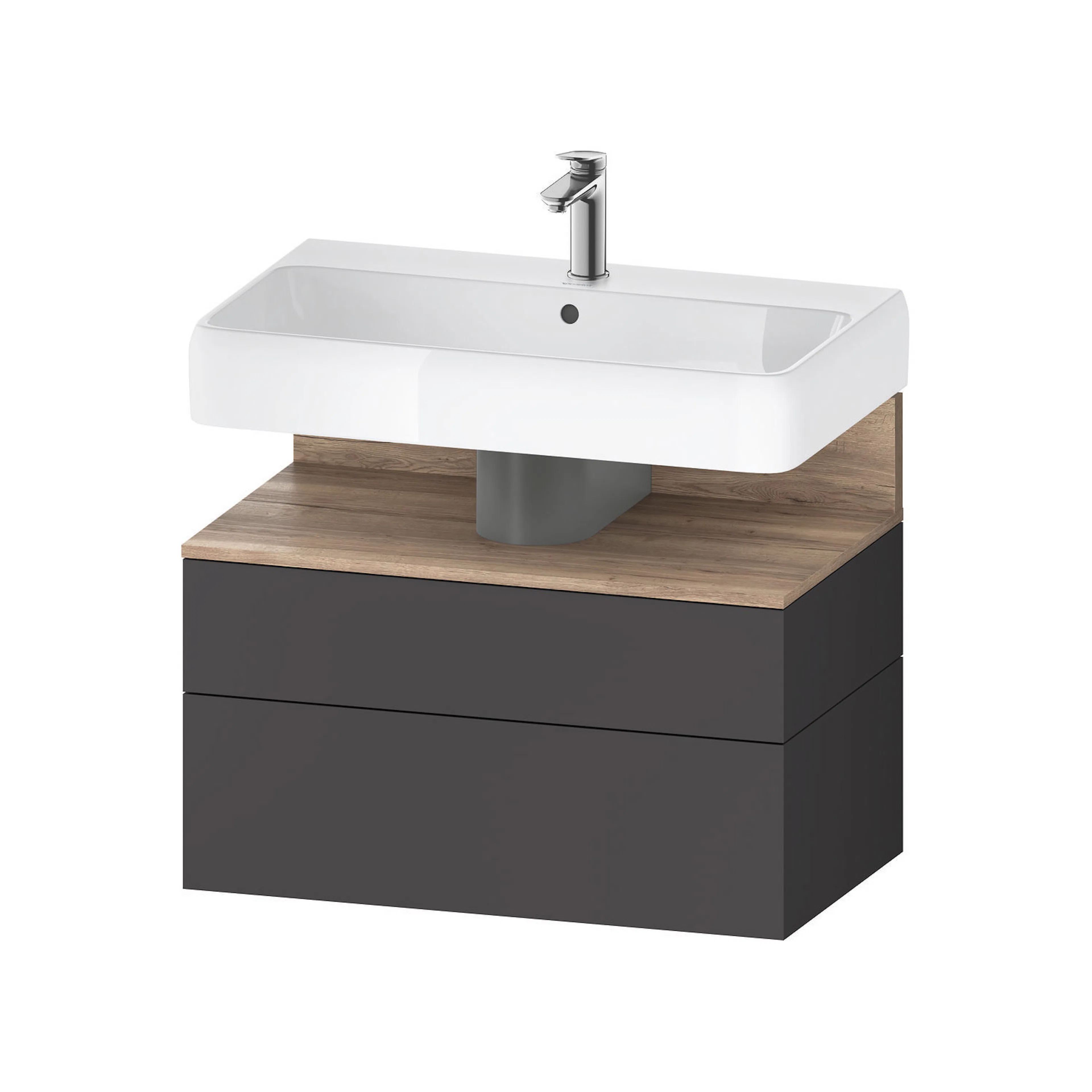 Möbelpaket 790x470 Qatego, inkl tvättställ Grafit matt, 2 lå Bredd: 790 mm