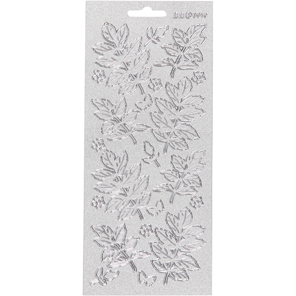 Stickers, silver, blad, 10x23 cm, 1 ark Sølv
