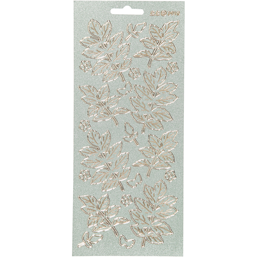 Stickers, guld, blad, 10x23 cm, 1 ark Blå/Gull
