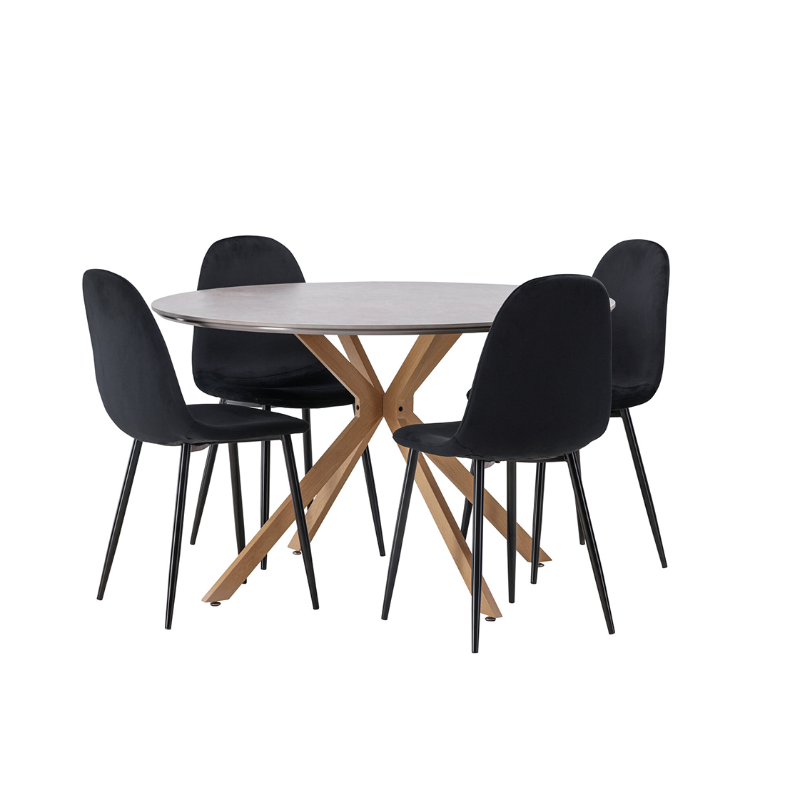 Spisegruppe Venture Home Piazza Ø120 cm med 4st Polar Spisestoler