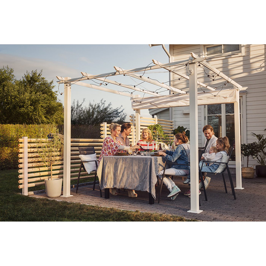 Pergola 3x3 m Vit Hvit/Hvit