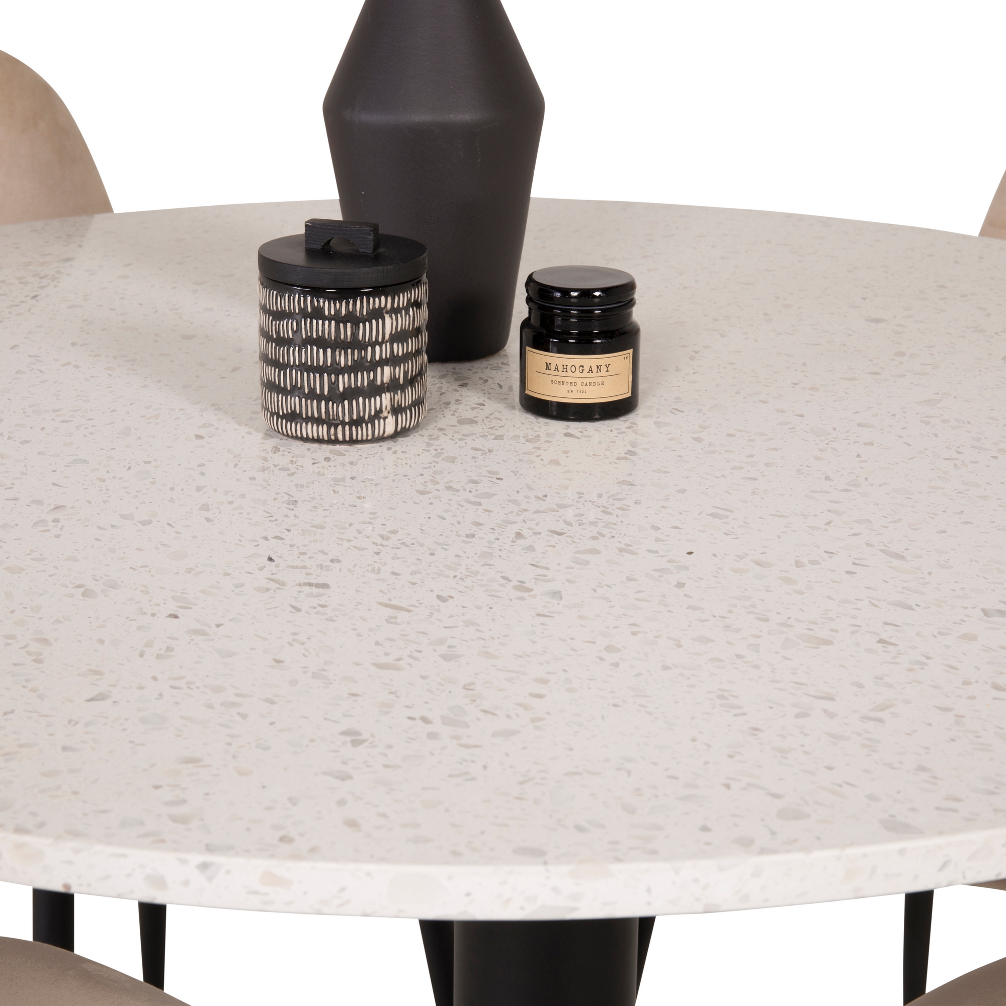 Spisegruppe Venture Home Roxanna HHvitBord med 4 Pobbie Stoler Fløyel