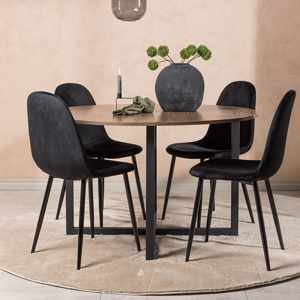 Spisegruppe Venture Home Durango Ø 120 cm med 4 Polar Stoler Fløyel