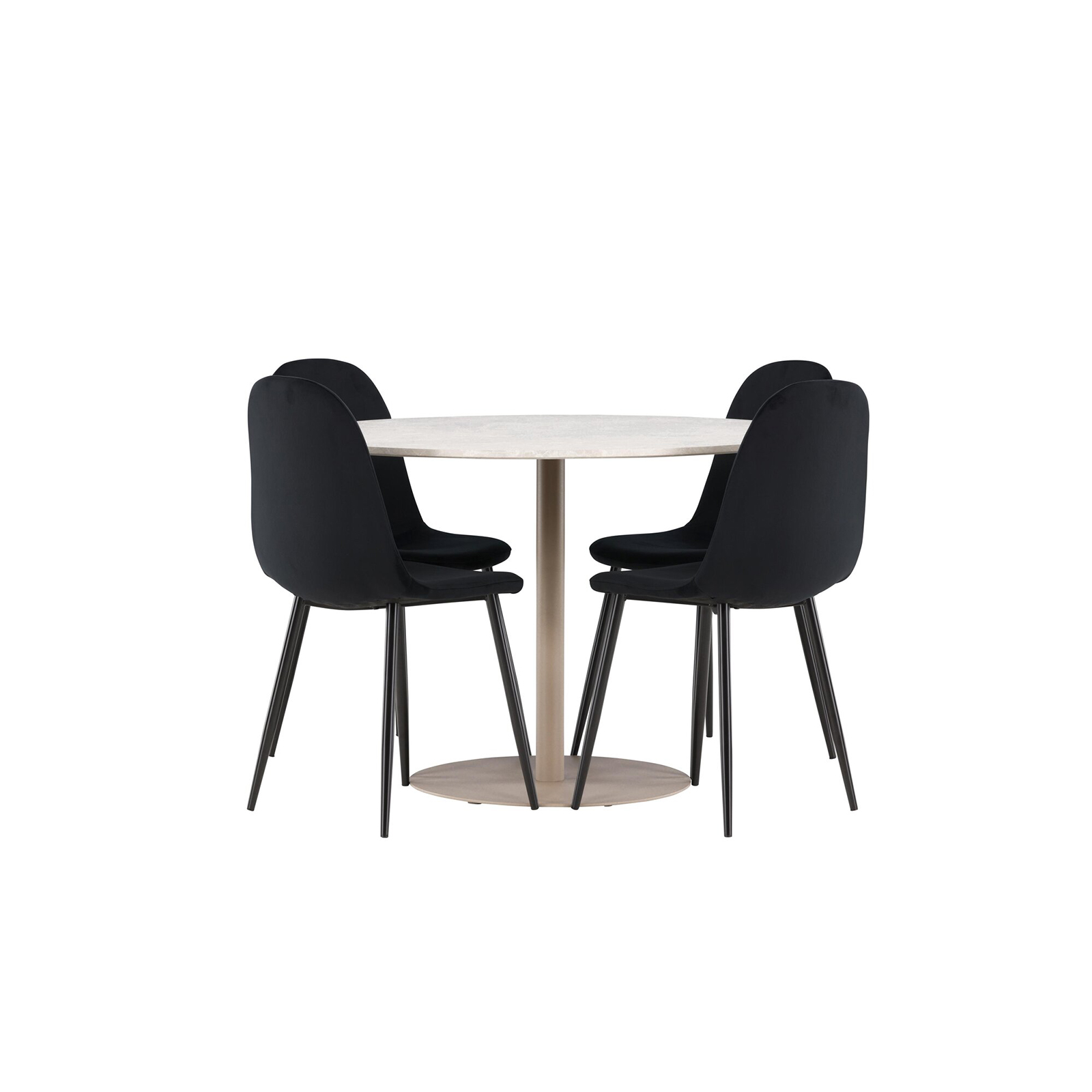 Spisegruppe Venture Home Lycke Ø110 med 4 stk Polar Stoler Fløyel