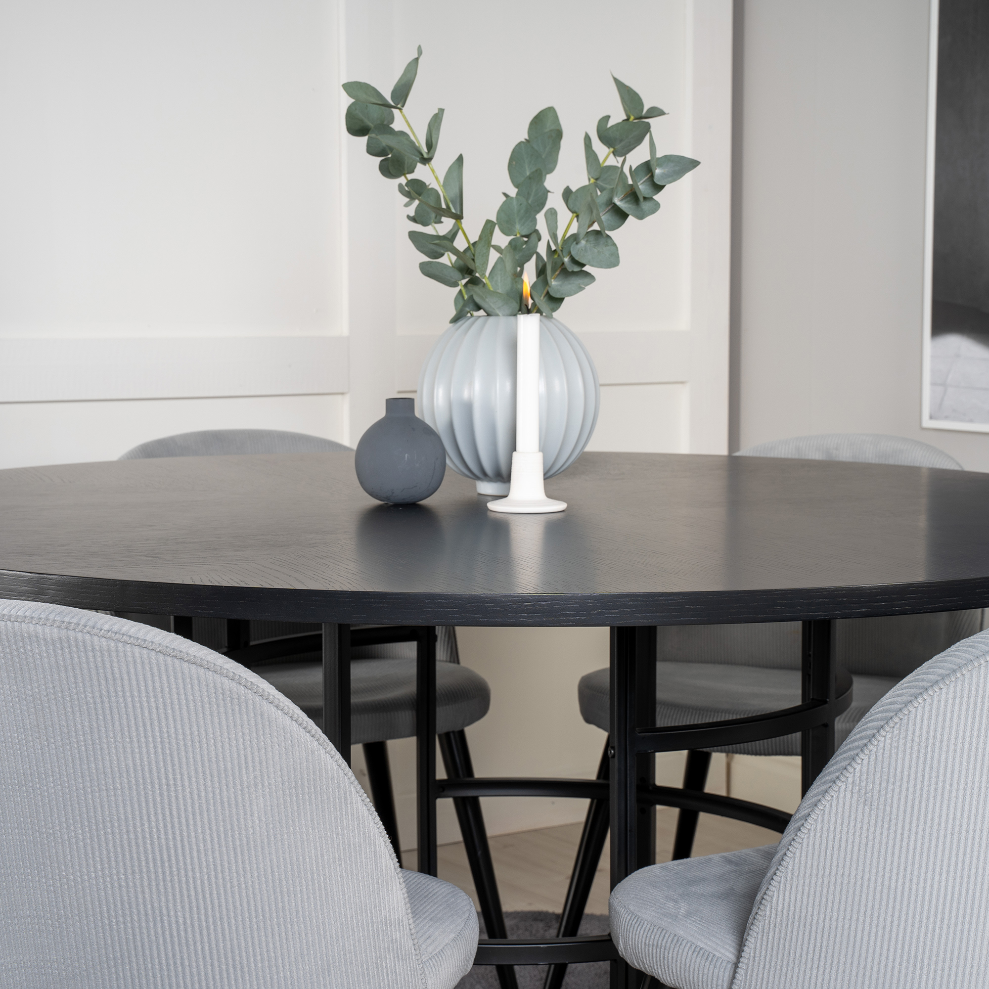 Copenhagen - Dining Table round - Black / Black+Velvet matst Sort/Grå