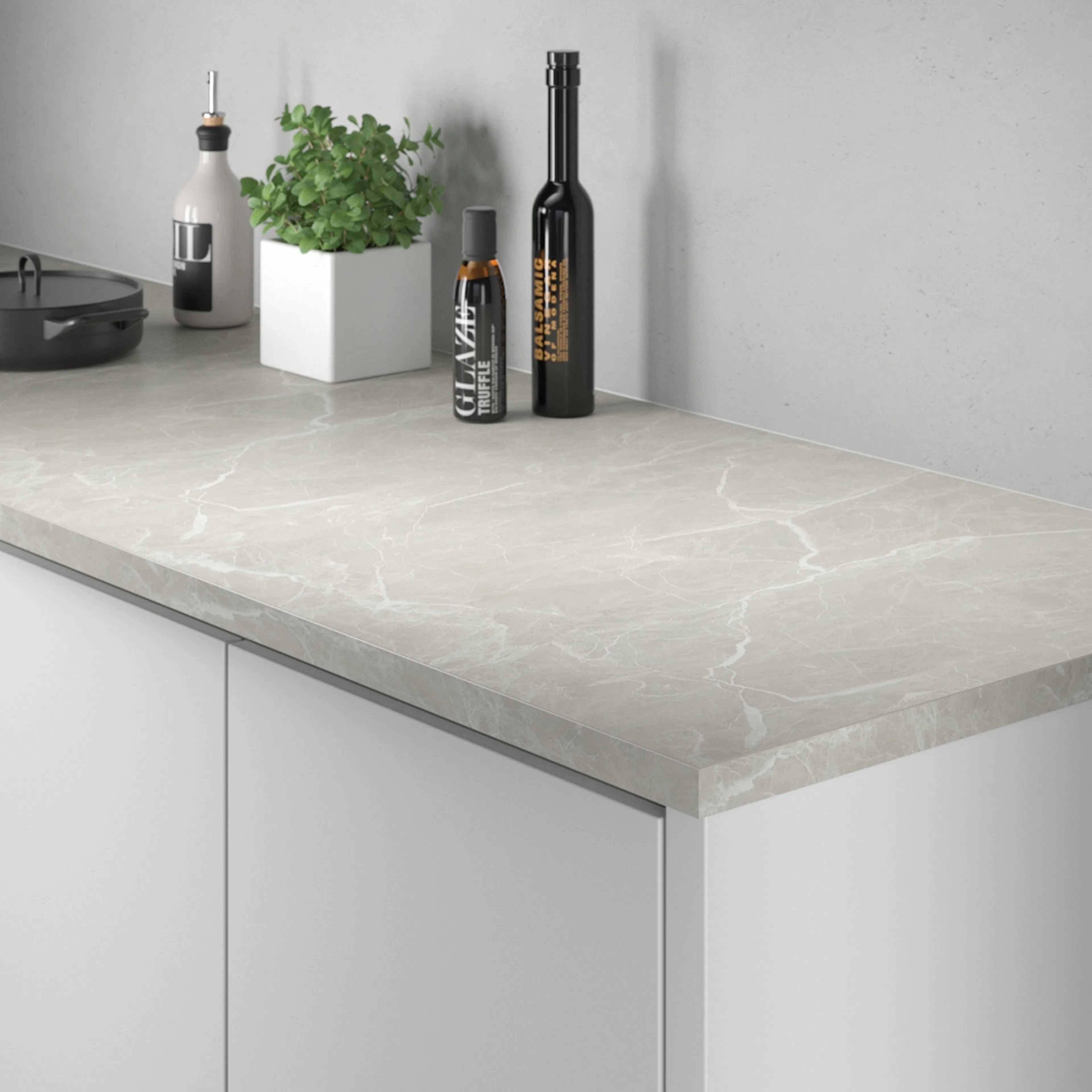 BENK MARBLE GREY 29X4100X610 Rettkant ABS, LxB: 4100x610 mm