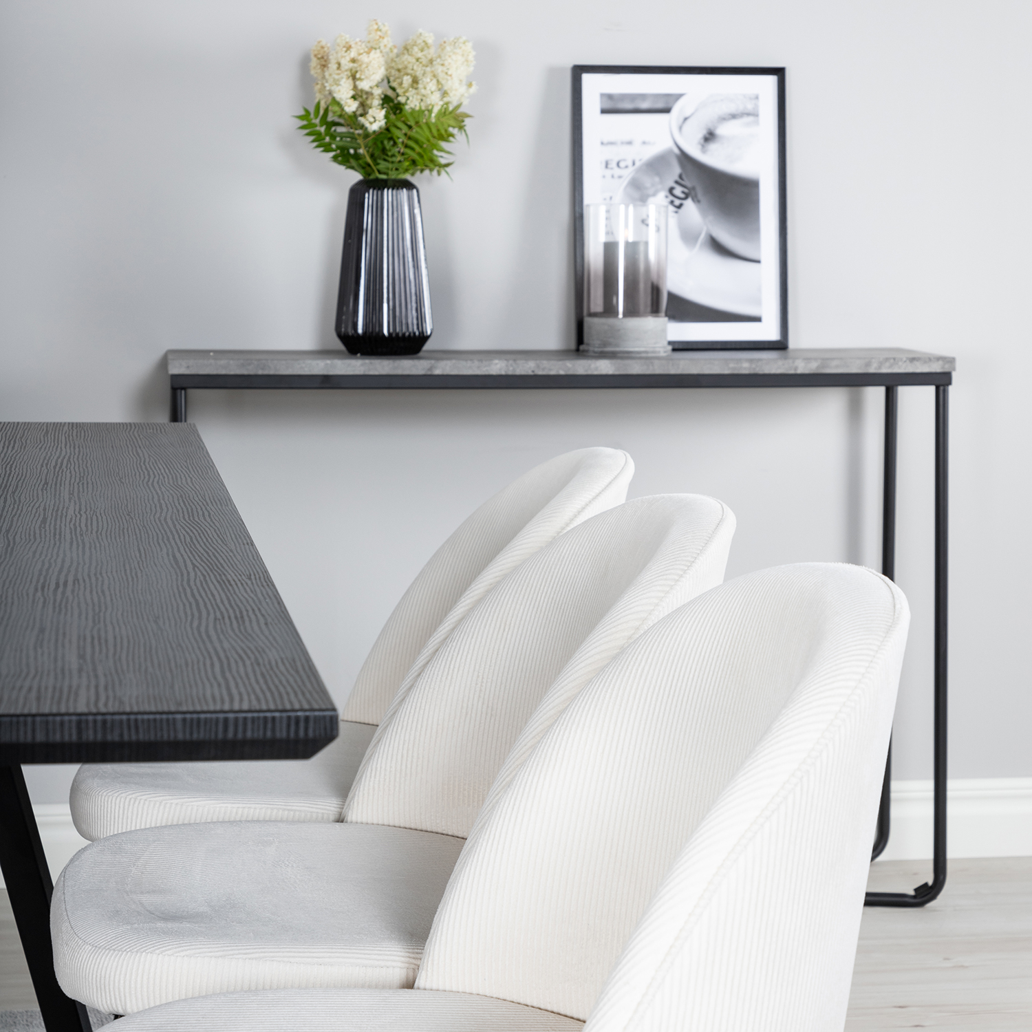 Spisegruppe Venture Home Madde med 6 Valentina Stoler Manchester