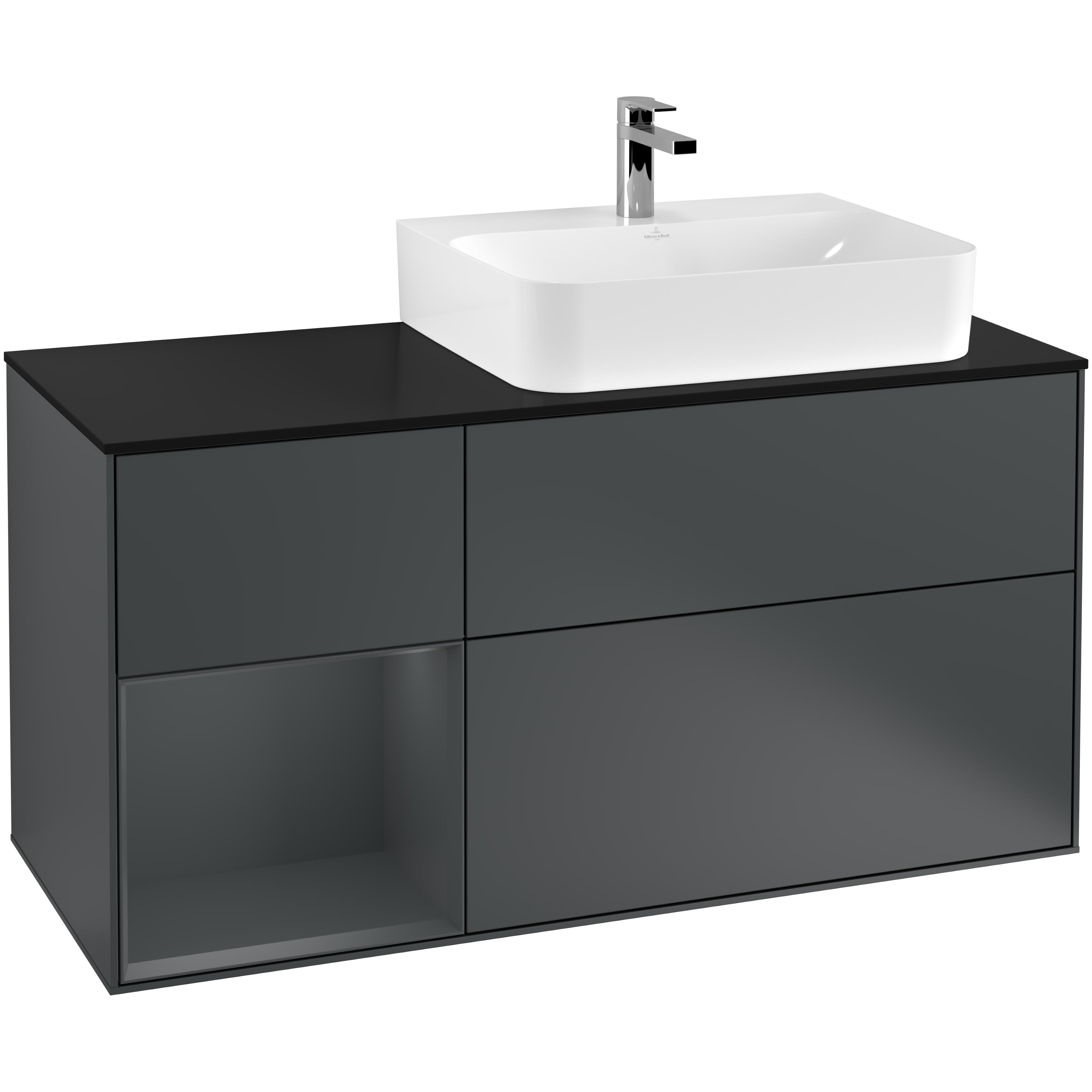 Tvättställsskåp Villeroy & Boch Finion med 3 Lådor Hylla och Bänkskiva för Ocentrerat Tvättställ
