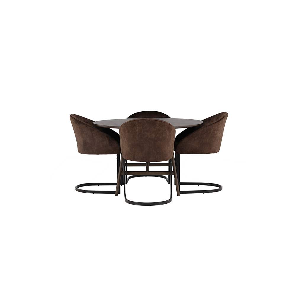 Spisegruppe Venture Home Kaseidon Ø100 cm med 4 stk Evening Stoler