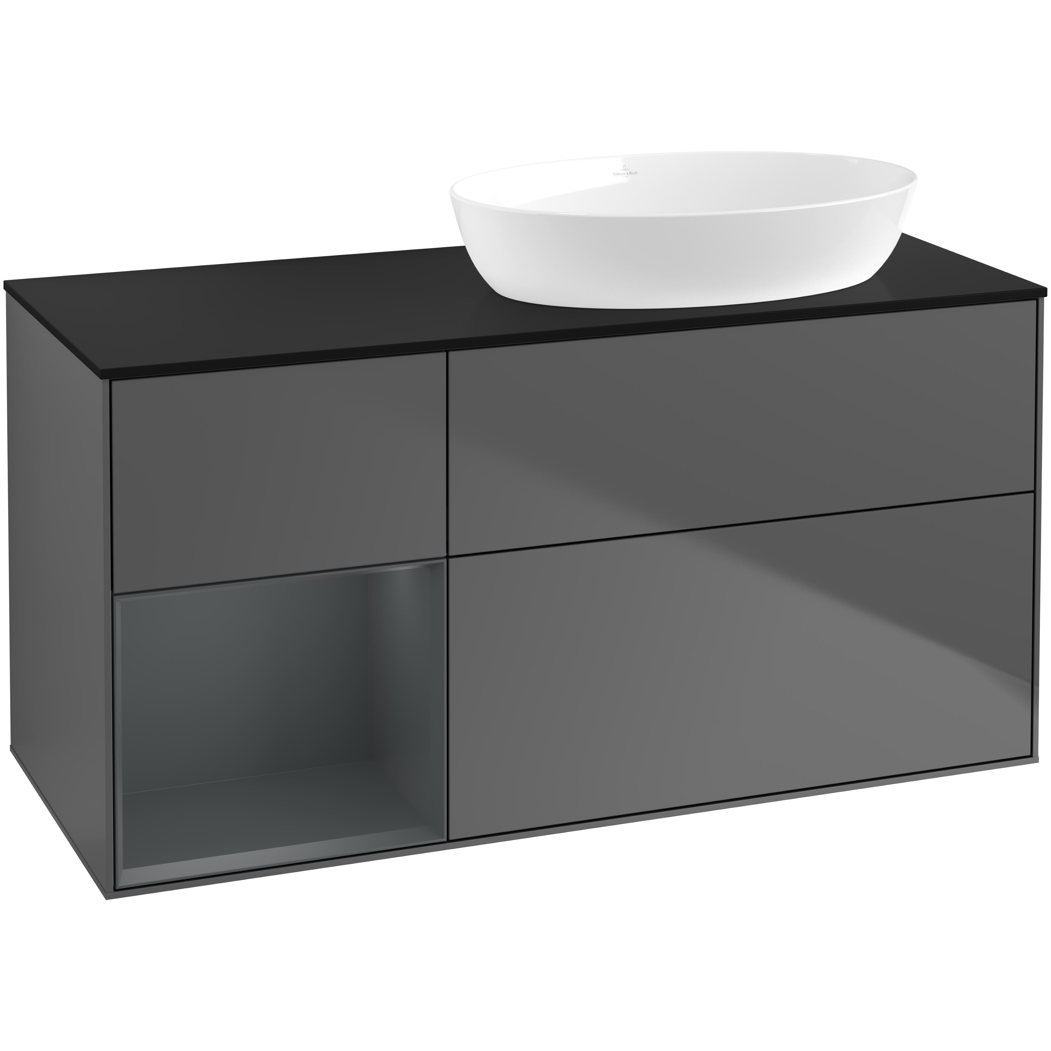 Tvättställsskåp Villeroy & Boch Finion med 3 Lådor Hylla och Bänkskiva för Ocentrerat Tvättställ från Artis & Collaro