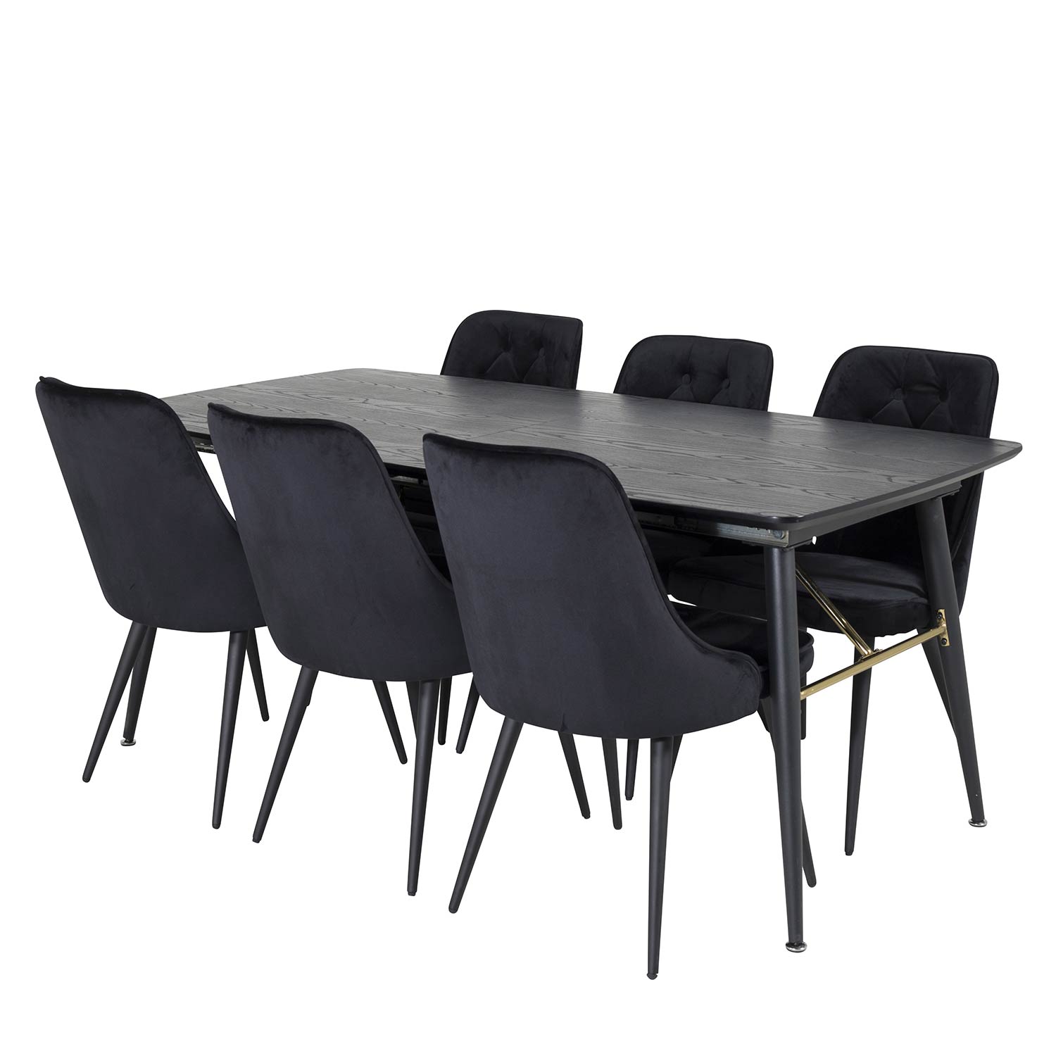 Spisegruppe Venture Home Gold med 6 Velvet Deluxe Stoler