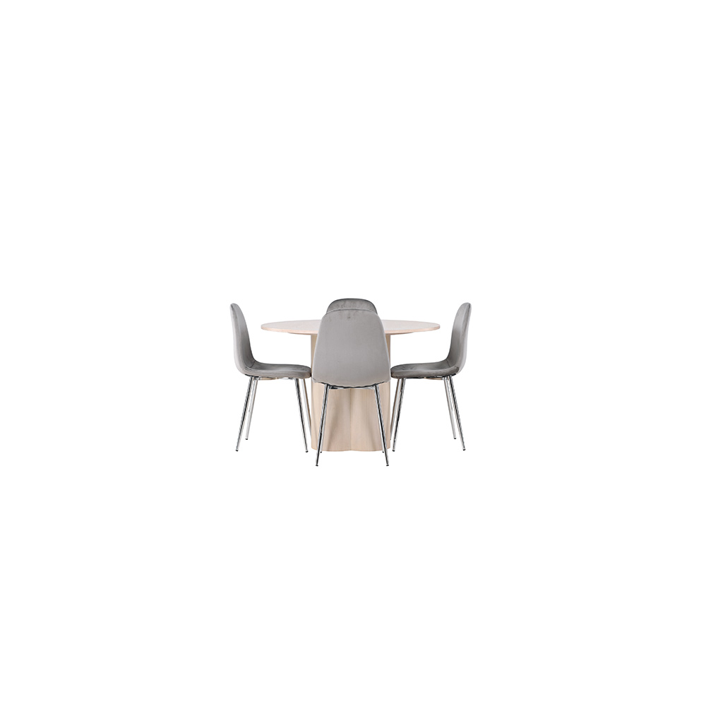 Spisegruppe Venture Home Olivia Ø110 cm med 4 stk Eva Stoler