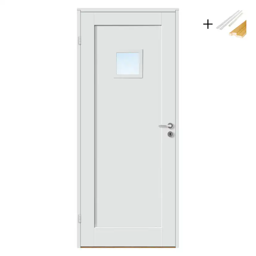 Innerdør Bygg1 Stil 1 F1 Hvit Glass med Karmsett