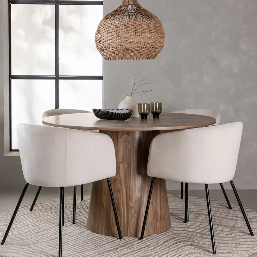 Spisegruppe Venture Home Lanzo Ø120 cm med 4 stk Berit Stoler