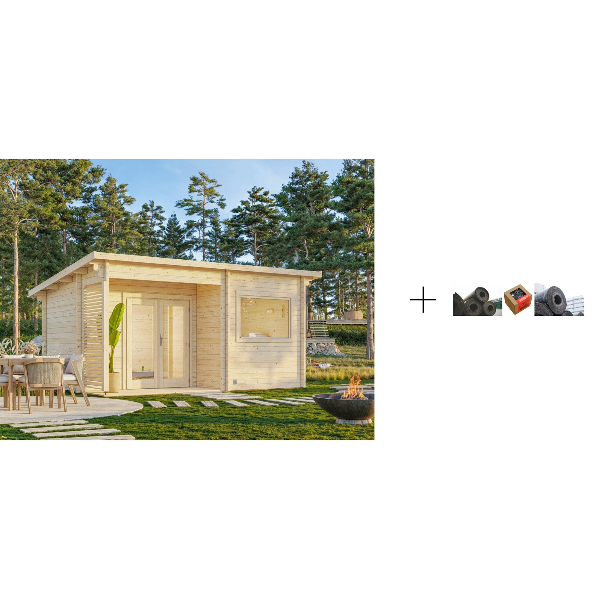 Badstue Palmako Sanna 11,5 M2 med Papp, Spiker og SBS Takbelegg