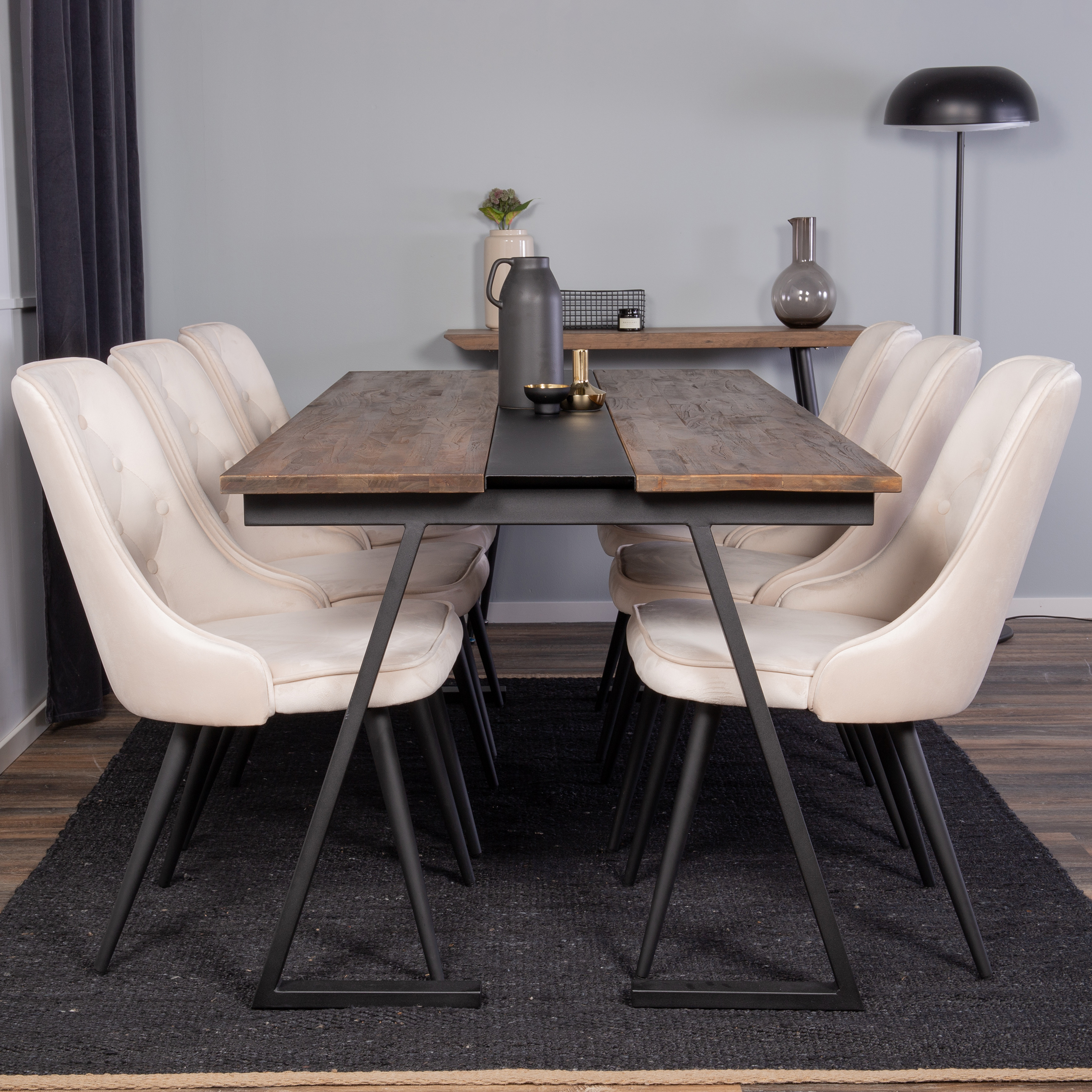 Spisegruppe Venture Home Jane med 6 Vera Stoler Fløyel