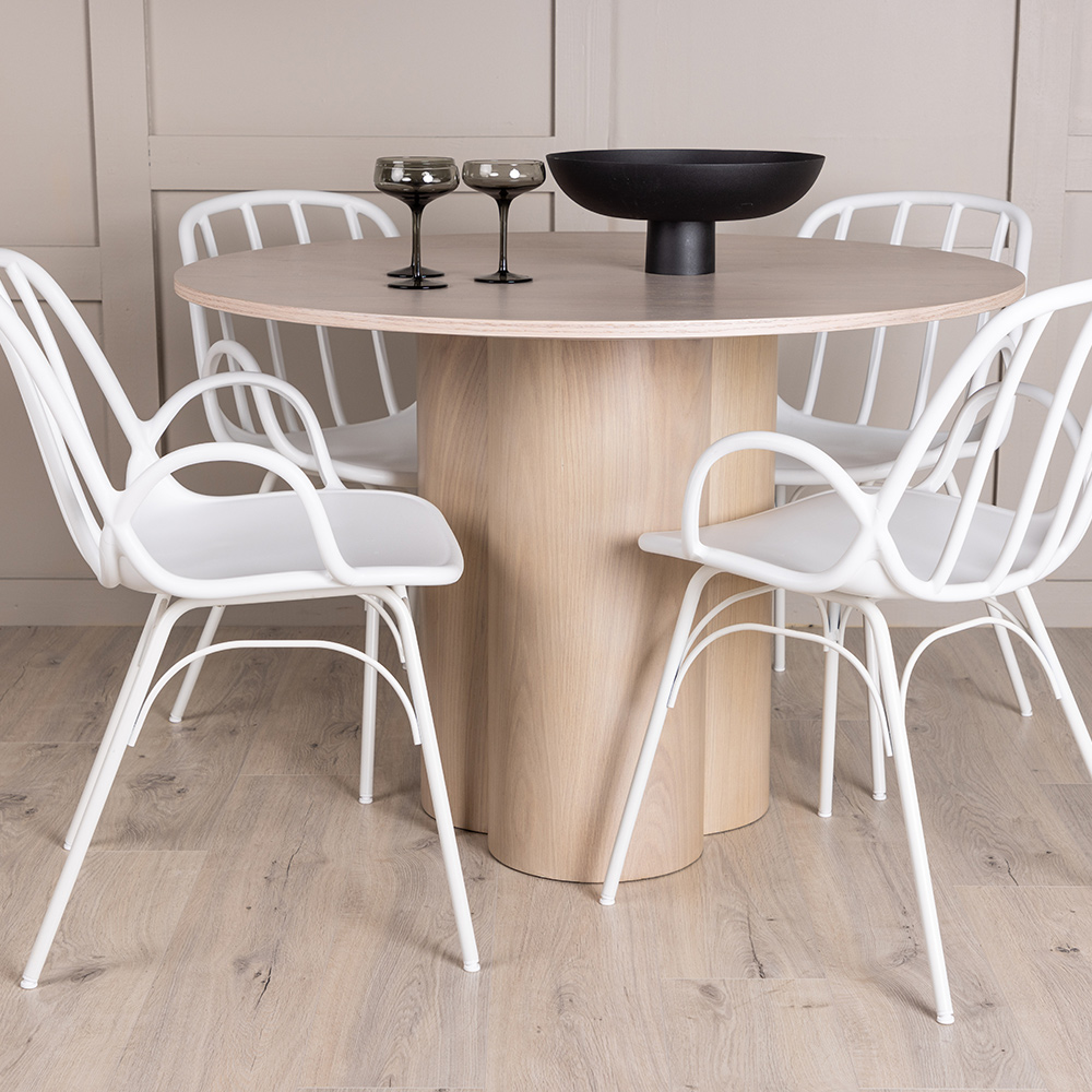 Spisegruppe Venture Home Olivia Ø 110 cm med 4 Dyrön Stoler