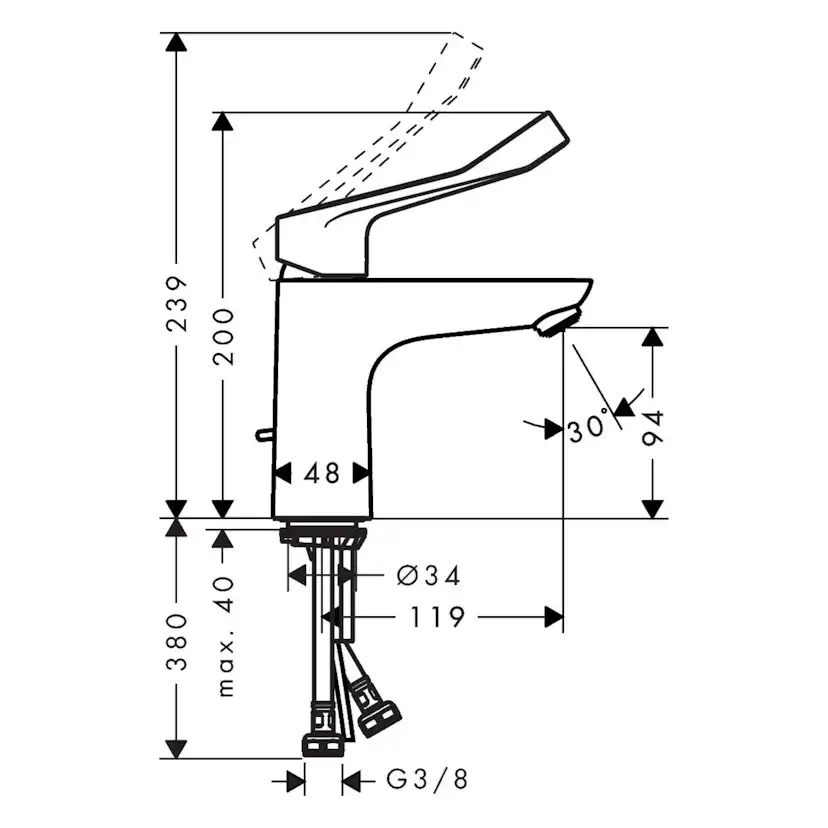 Servantbatteri Hansgrohe Focus 100 Care