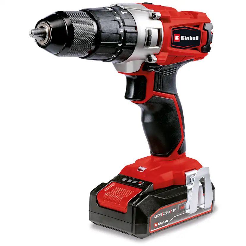 Slagbormaskinsett Einhell TE-CD 18/2 Li-i med 1x2,5 Ah Batteri og 22 delers Bit- og Borrsett