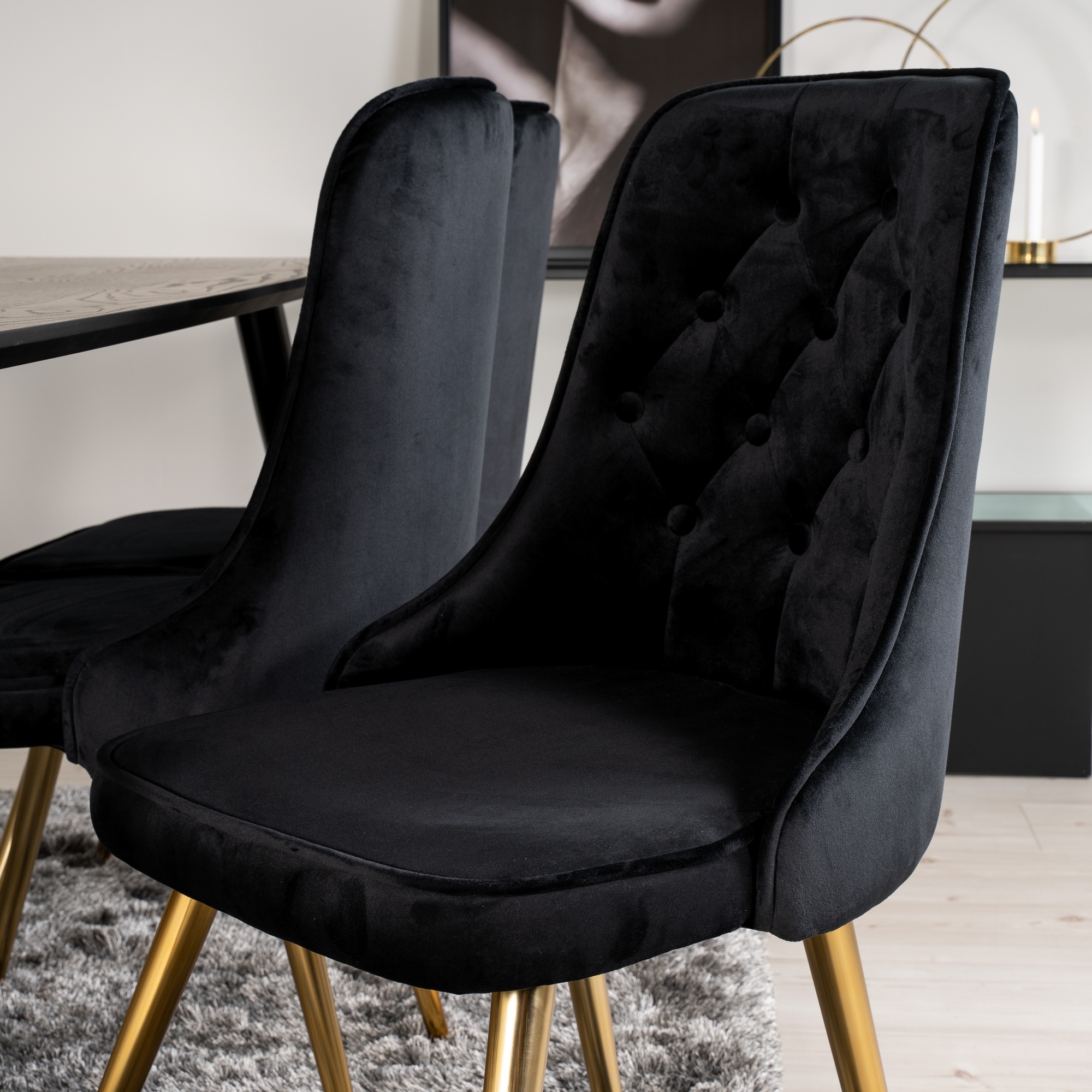 Spisegruppe Venture Home Dipp med 6 Velvet Deluxe Fløyel Stoler