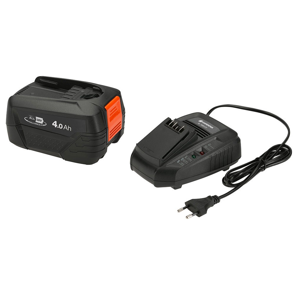 Batteri og Hurtiglader Gardena P4A PBA 18V/72 + AL 1830 4,0Ah Startkit