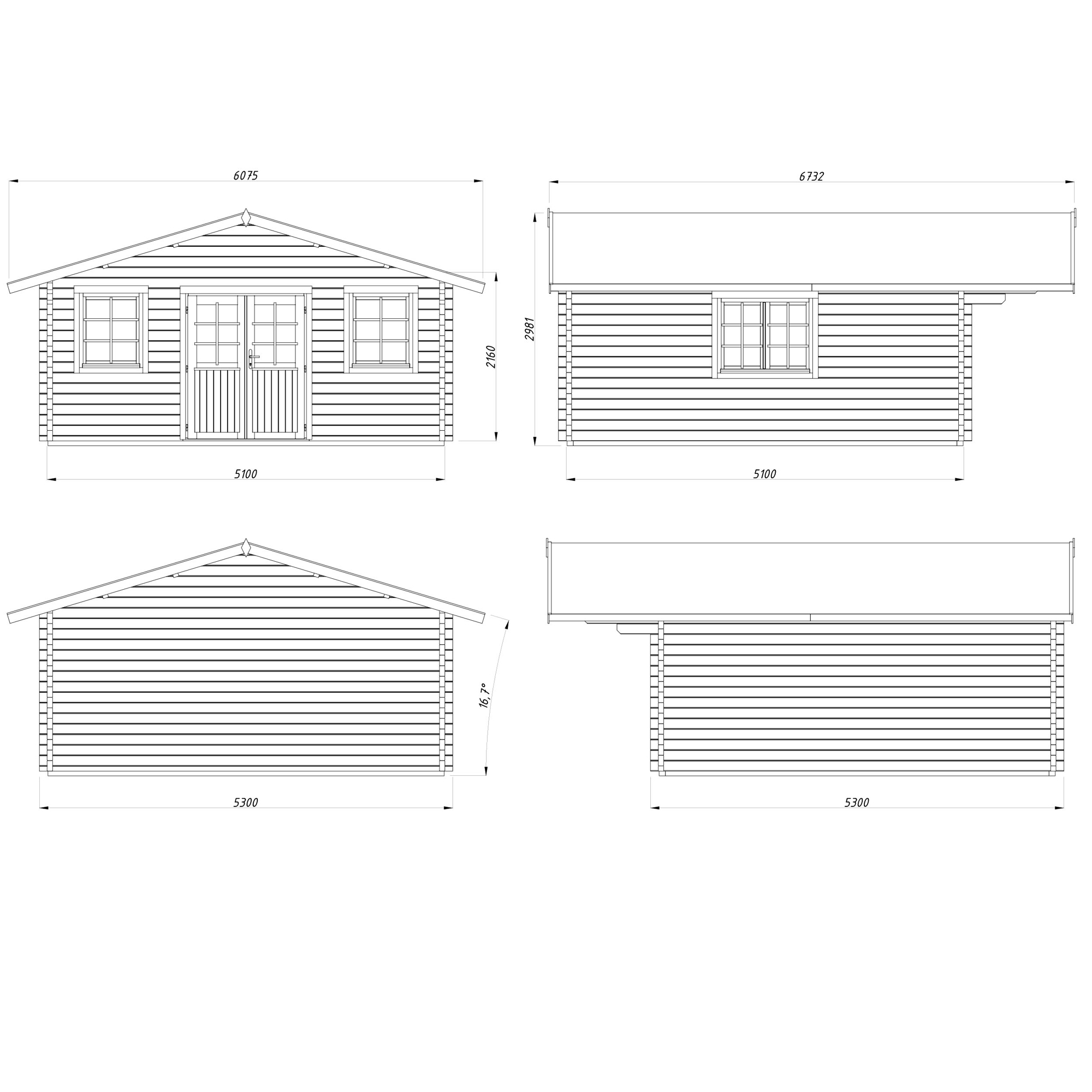 Anneks Palmako Helena 26 m2 med Shingel, Papp og Spiker