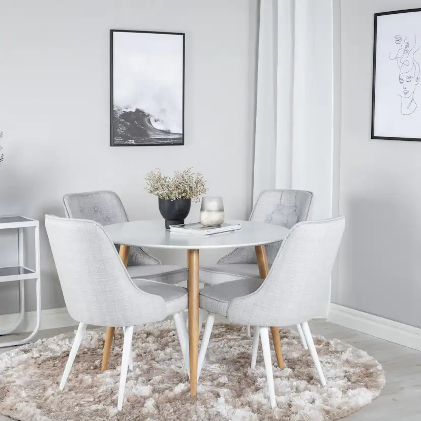 Spisegruppe Venture Home Plaza med 4stk Velvet Deluxe Stoler