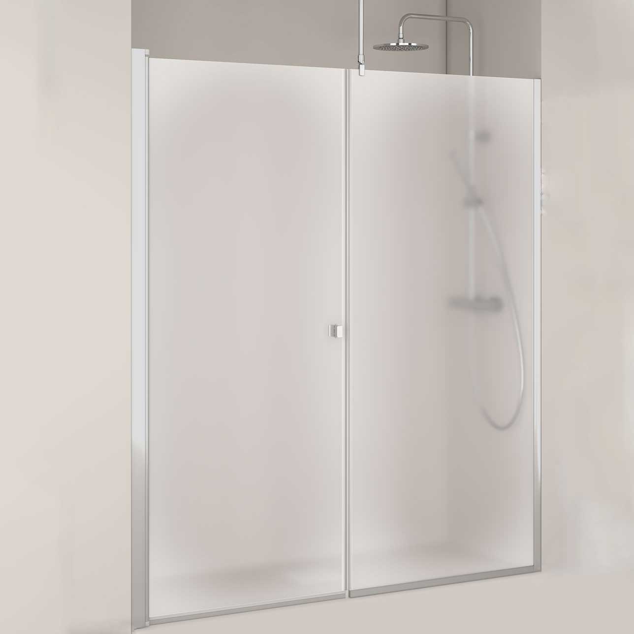 NISCHDUSCH IGLOOPRO ST 7 F IW 7 F N Glass: Frostet Glass, Profil: Aluminium, Rett Dør 685 + Fast Vegg 685, Bredde nisje: 1355-1385