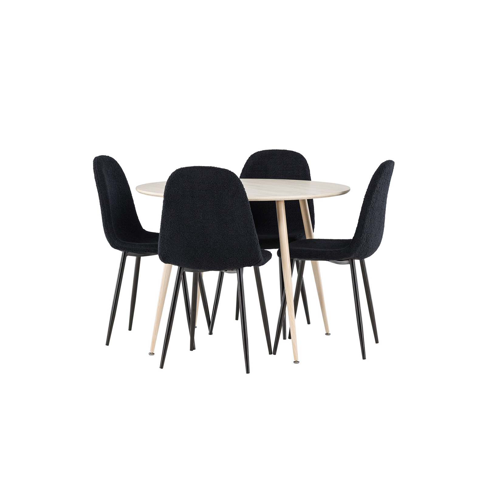 Spisegruppe Venture Home Plaza Ø100 med 4 stk Polar Stoler Teddy