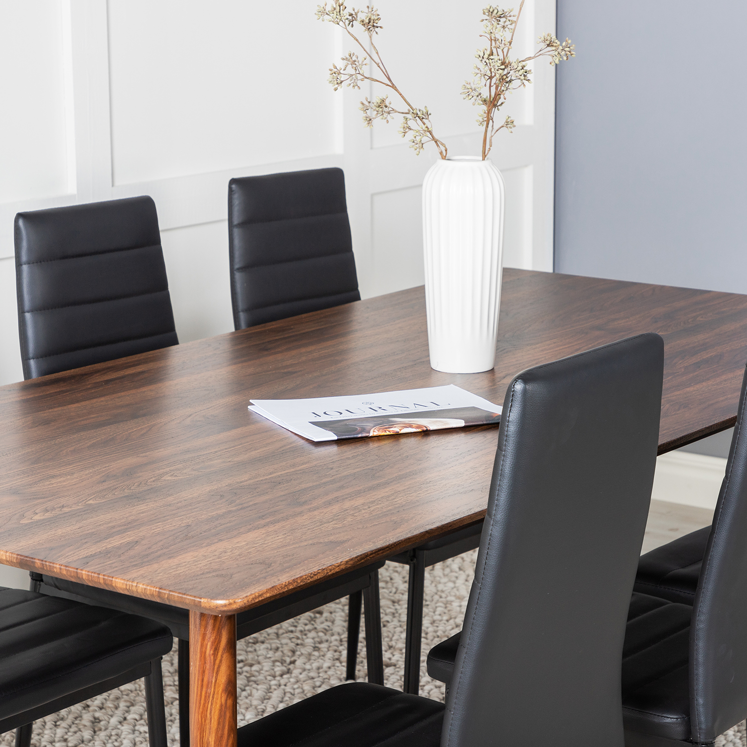 Spisegruppe Venture Home Pobbie med 6 Sly Stoler Kunstlær