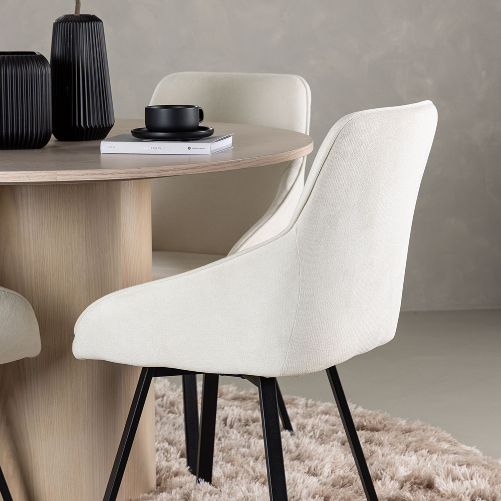 Spisegruppe Venture Home Olivia Ø110 cm med 4 stk Rosie Stoler