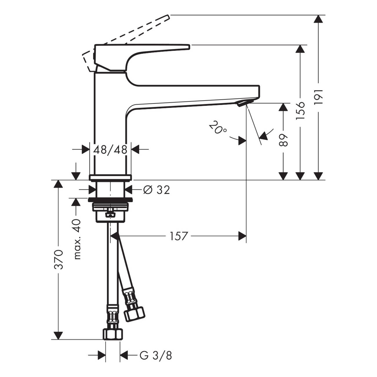 Servantbatteri Hansgrohe Metropol 110 med Push-Open