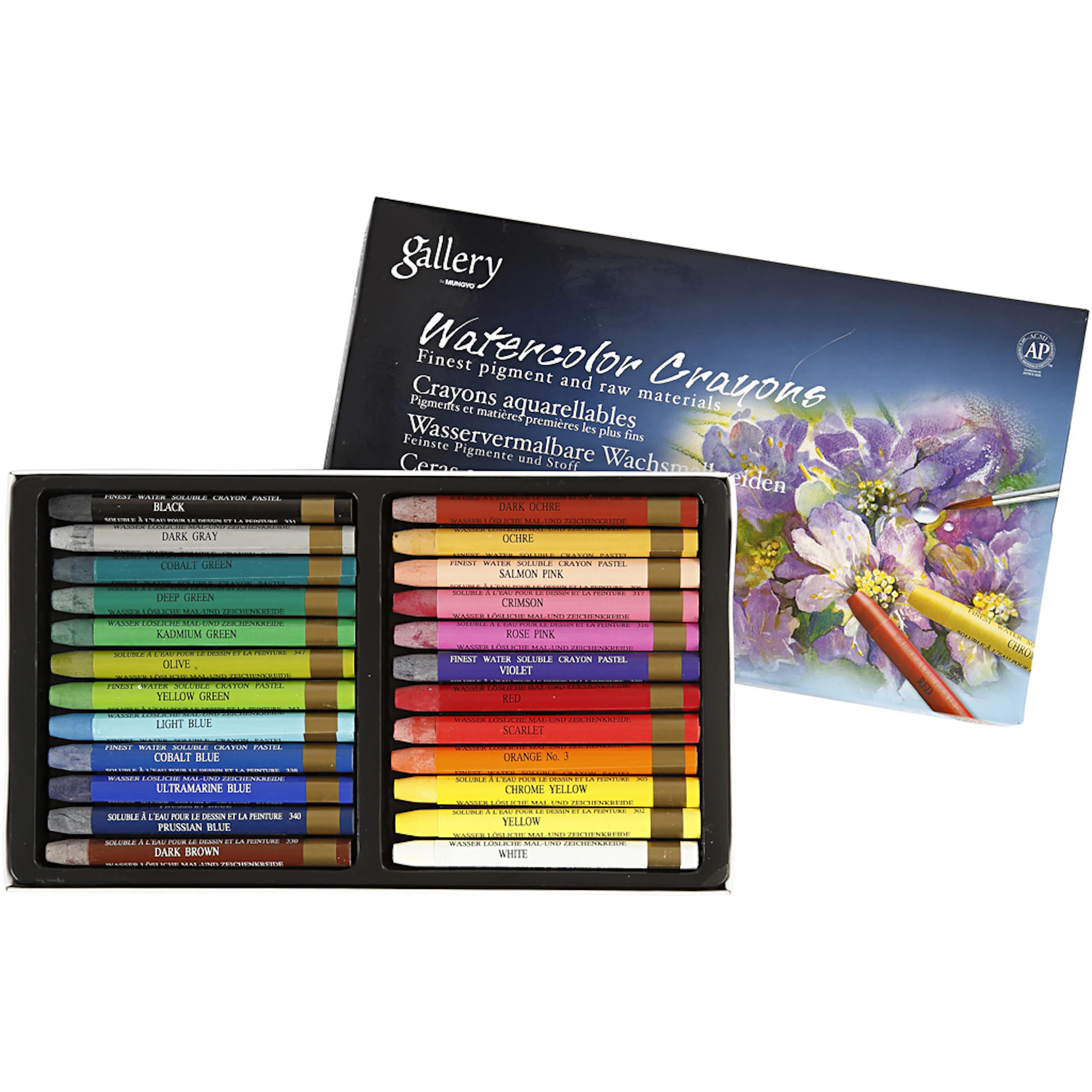 Akvarellkritt Creativ Company Gallery Ass Farger L9,3 cm 24 stk/1 Pk