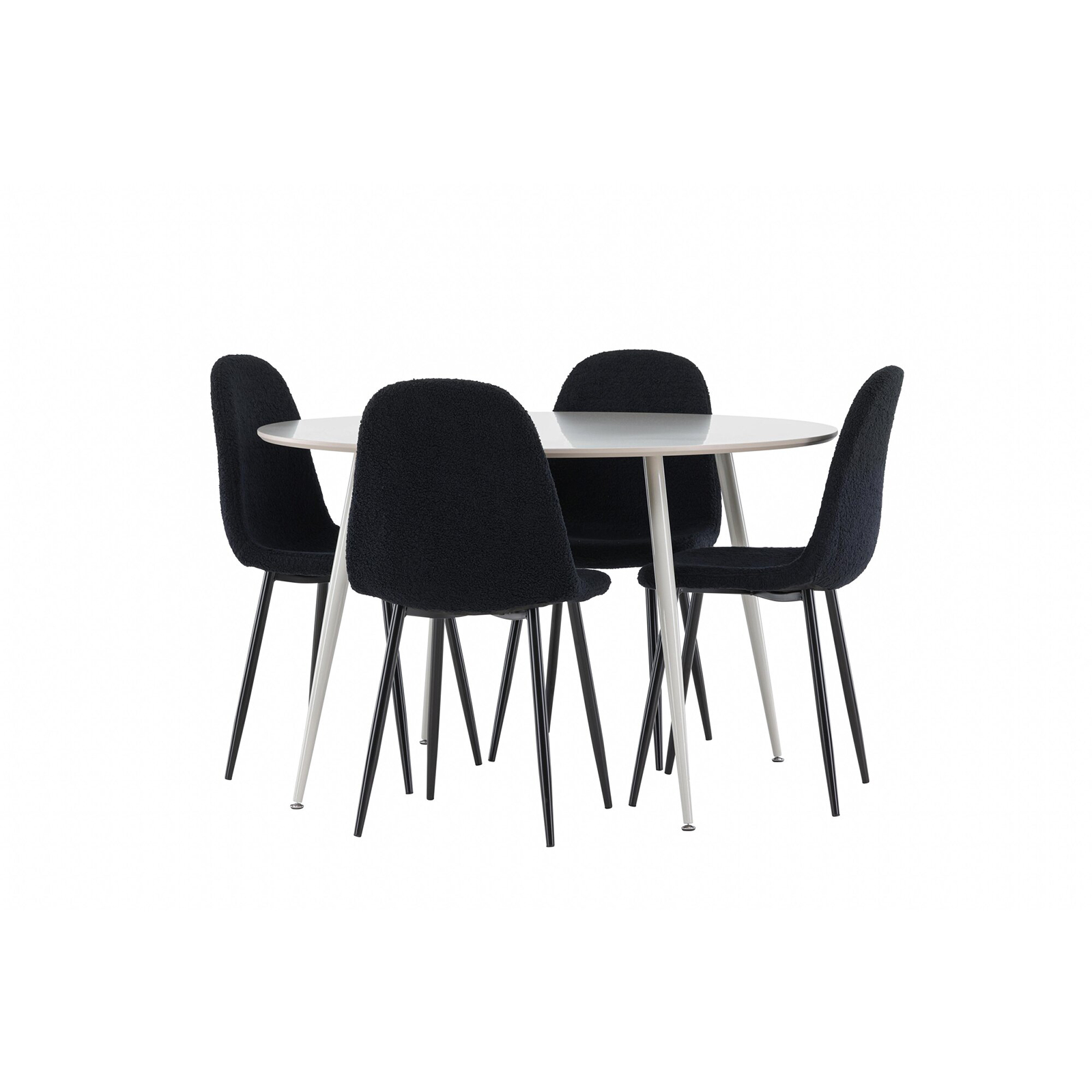 Spisegruppe Venture Home Plaza Ø120 med 4 stk Polar Stoler Teddy