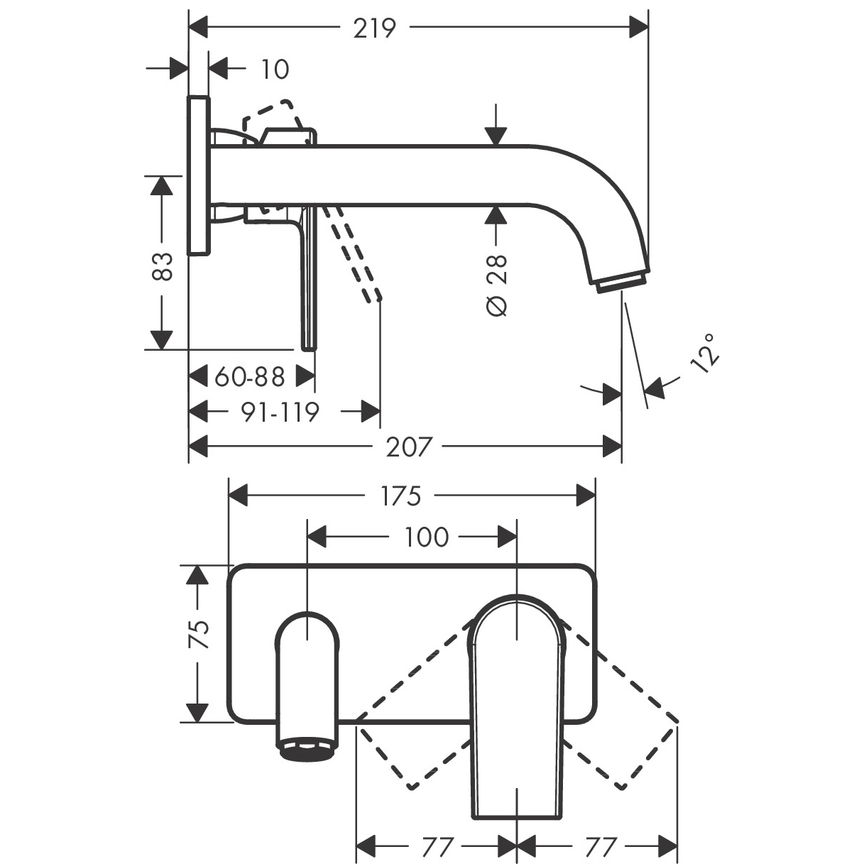 Servantbatteri Hansgrohe Vernis Shape for Innbygging