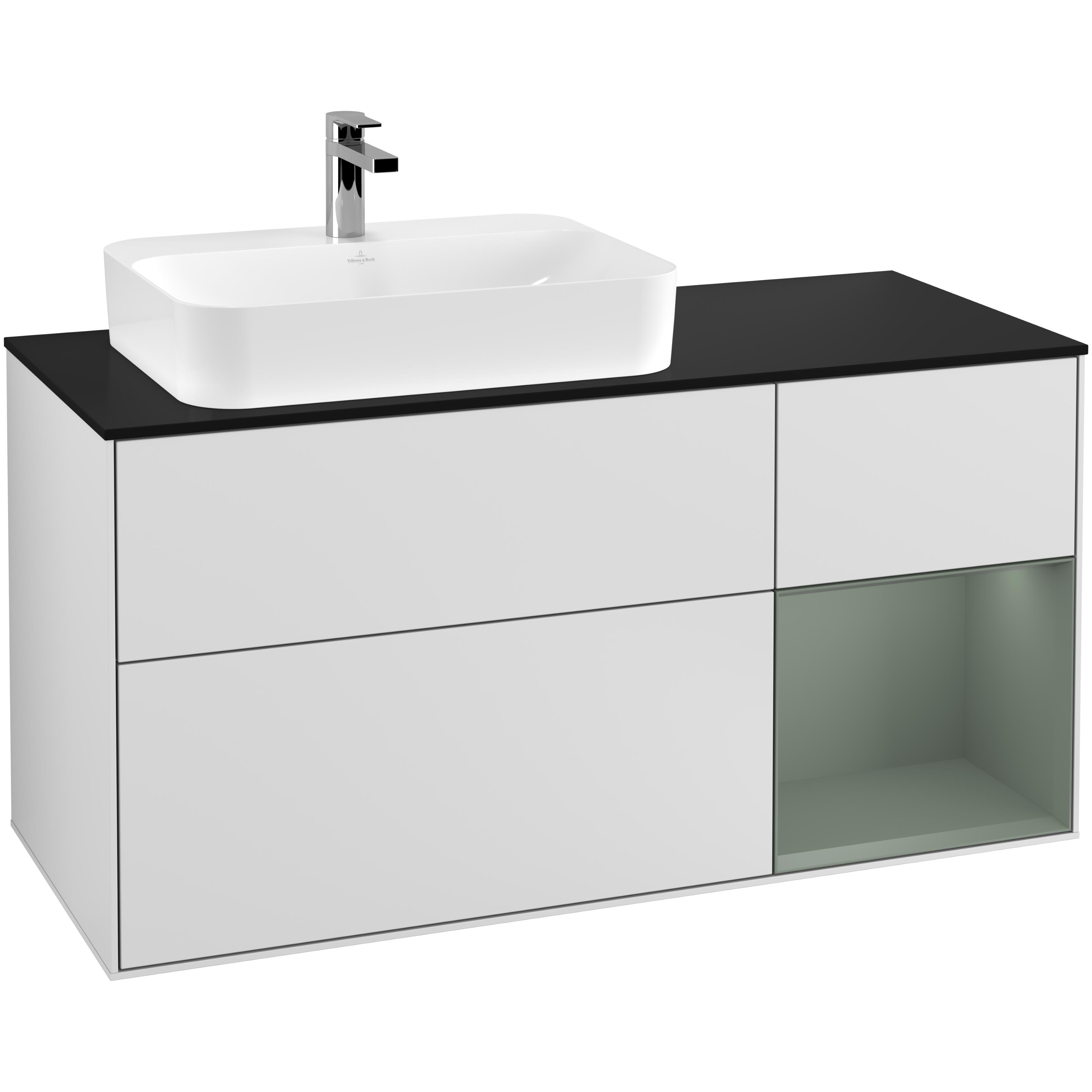 Tvättställsskåp Villeroy & Boch Finion med 3 Lådor Hylla och Bänkskiva för Ocentrerat Ytmonterat Tvättställ
