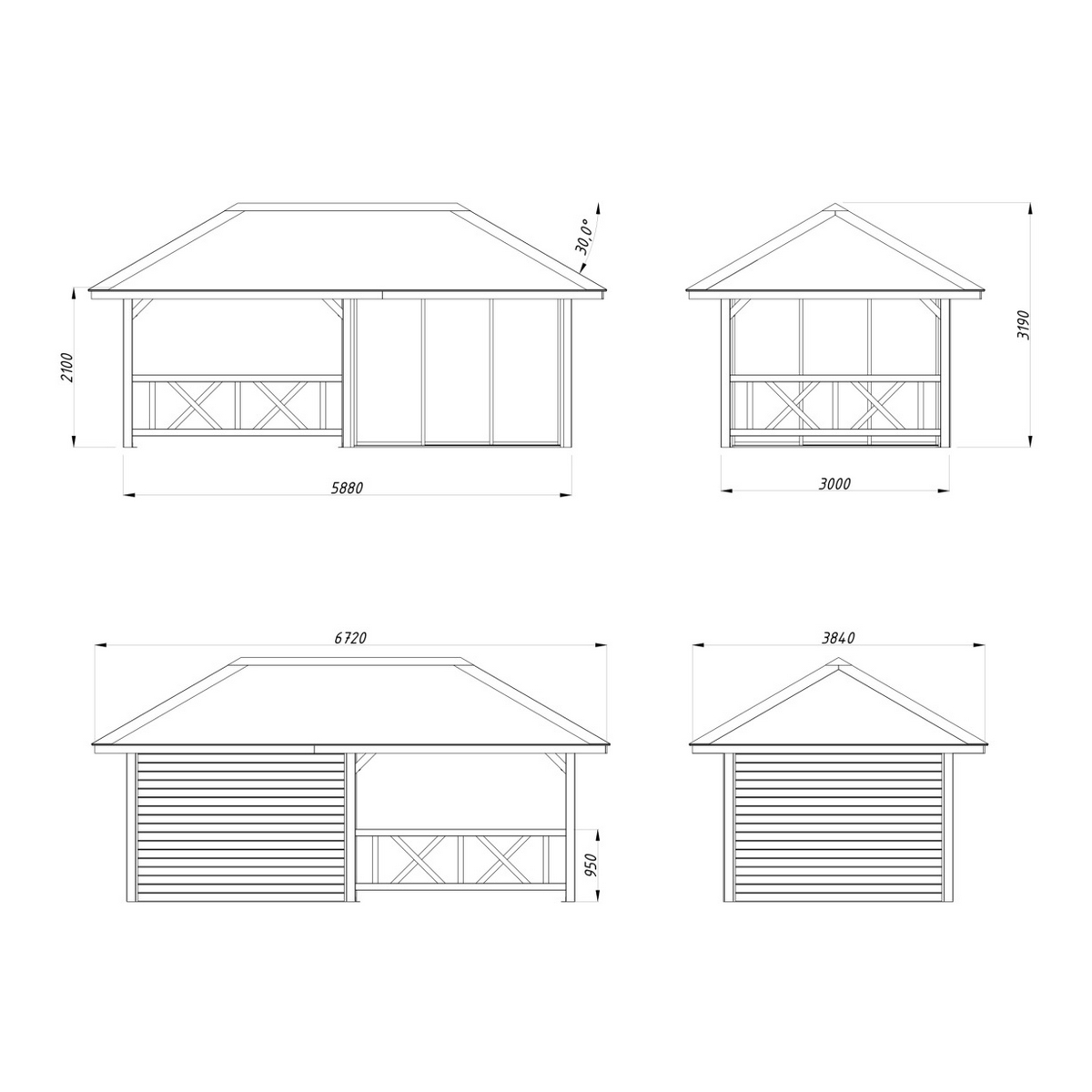 Hagestue Palmako Bianca 16,6 m2 Sett 203 Slide