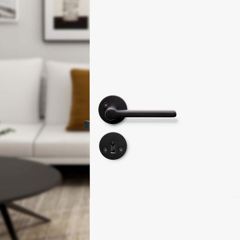 Dørhåndtak Beslag Design Moza Mattsvart med Nøkkelskilt