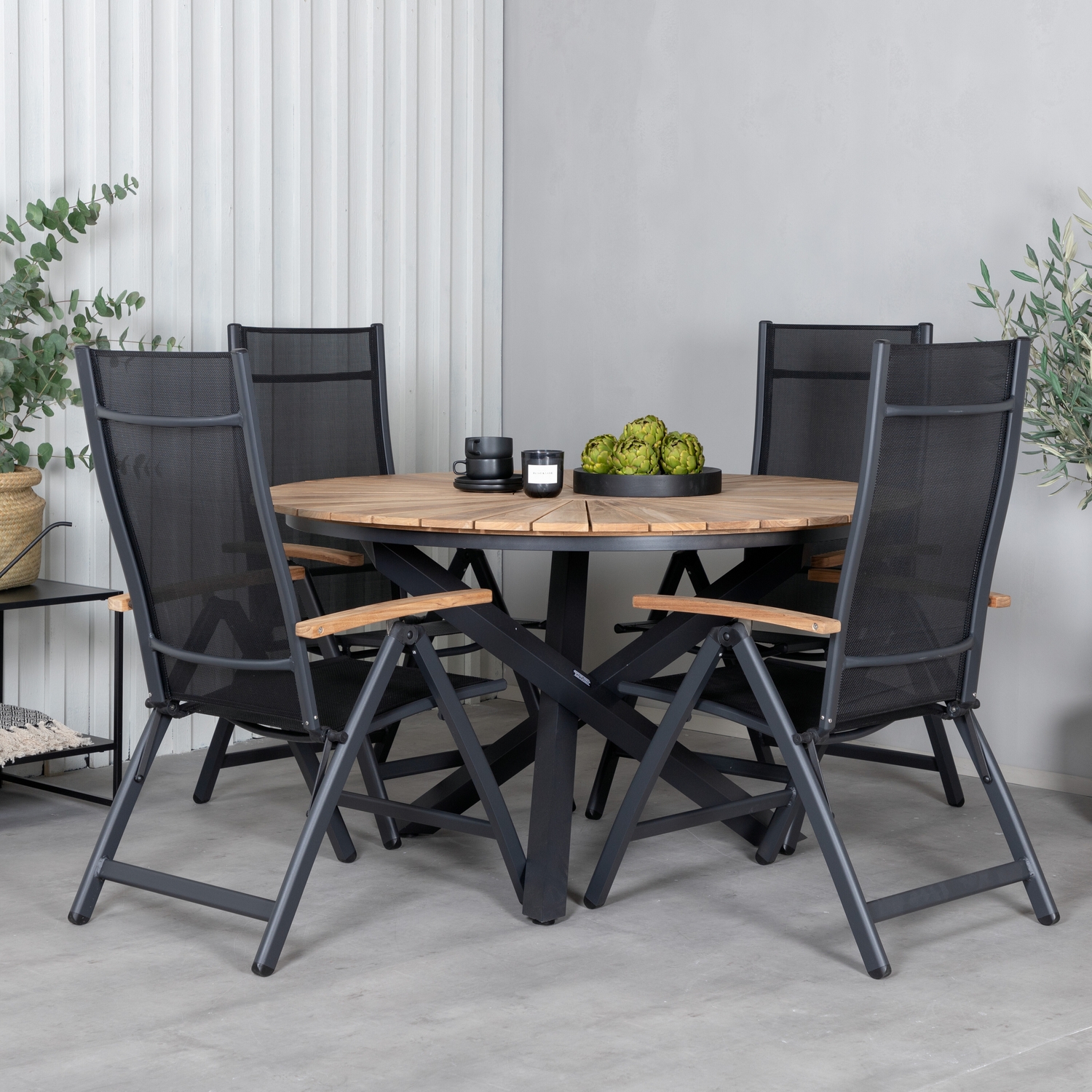 Mexico matbord ø140 - svart / teak Sort/Teak