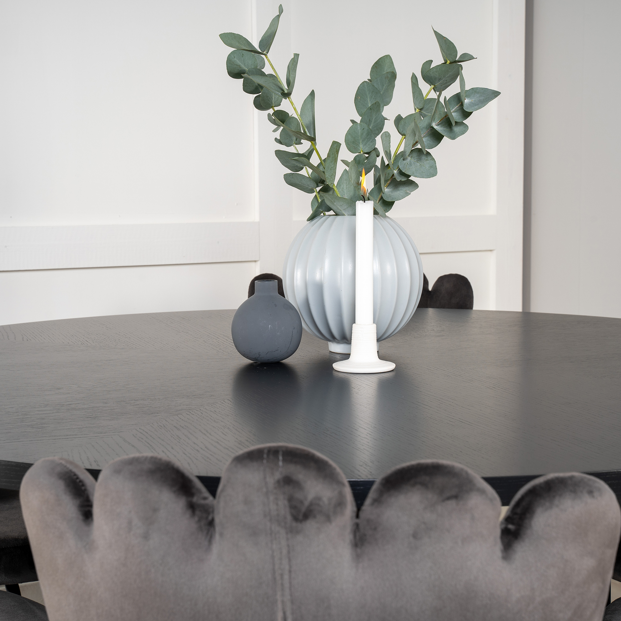 Spisegruppe furniture/fashion Copenhagen med 6 Grå Limhamn Light Stoler