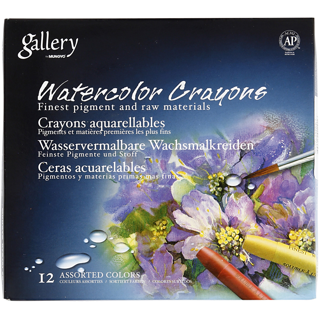 Akvarellkritt Creativ Company Gallery Ass Farger L9,3 cm 12 stk/1 Pk