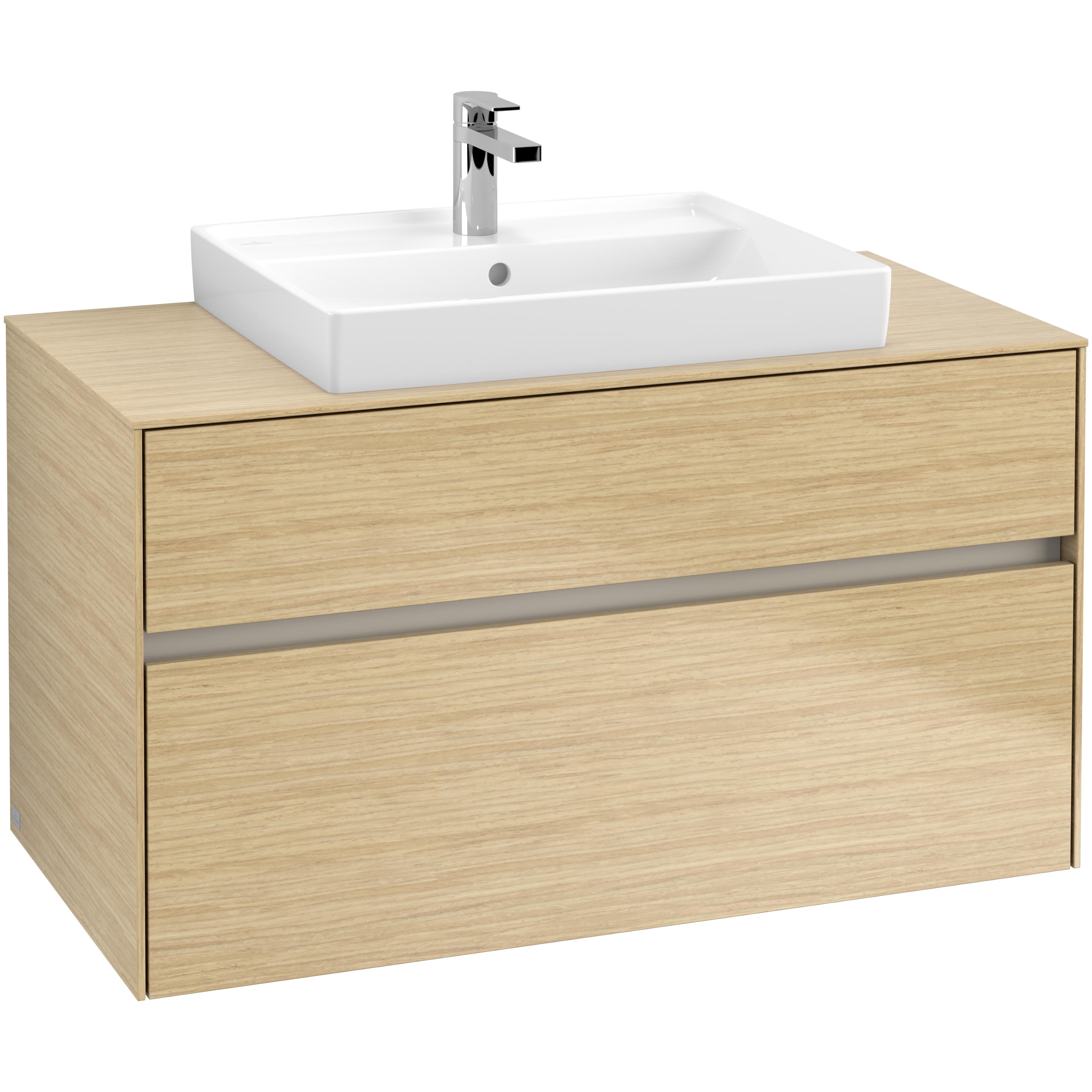 Tvättställsskåp Villeroy & Boch Collaro 100 cm med 2 Lådor för Ovanpåliggande Tvättställ | badrum - badrumsmobler - tvattstallsskap-och-kommod | KakelKungen