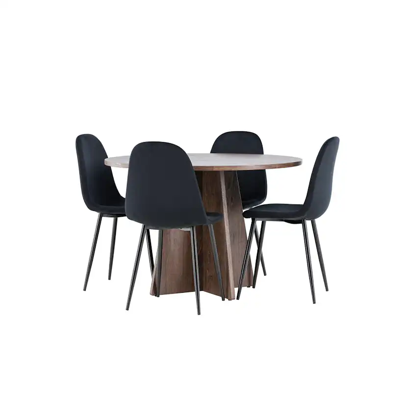 Spisegruppe Venture Home Bootcut Ø110 med 4 stk Polar Stoler Fløyel
