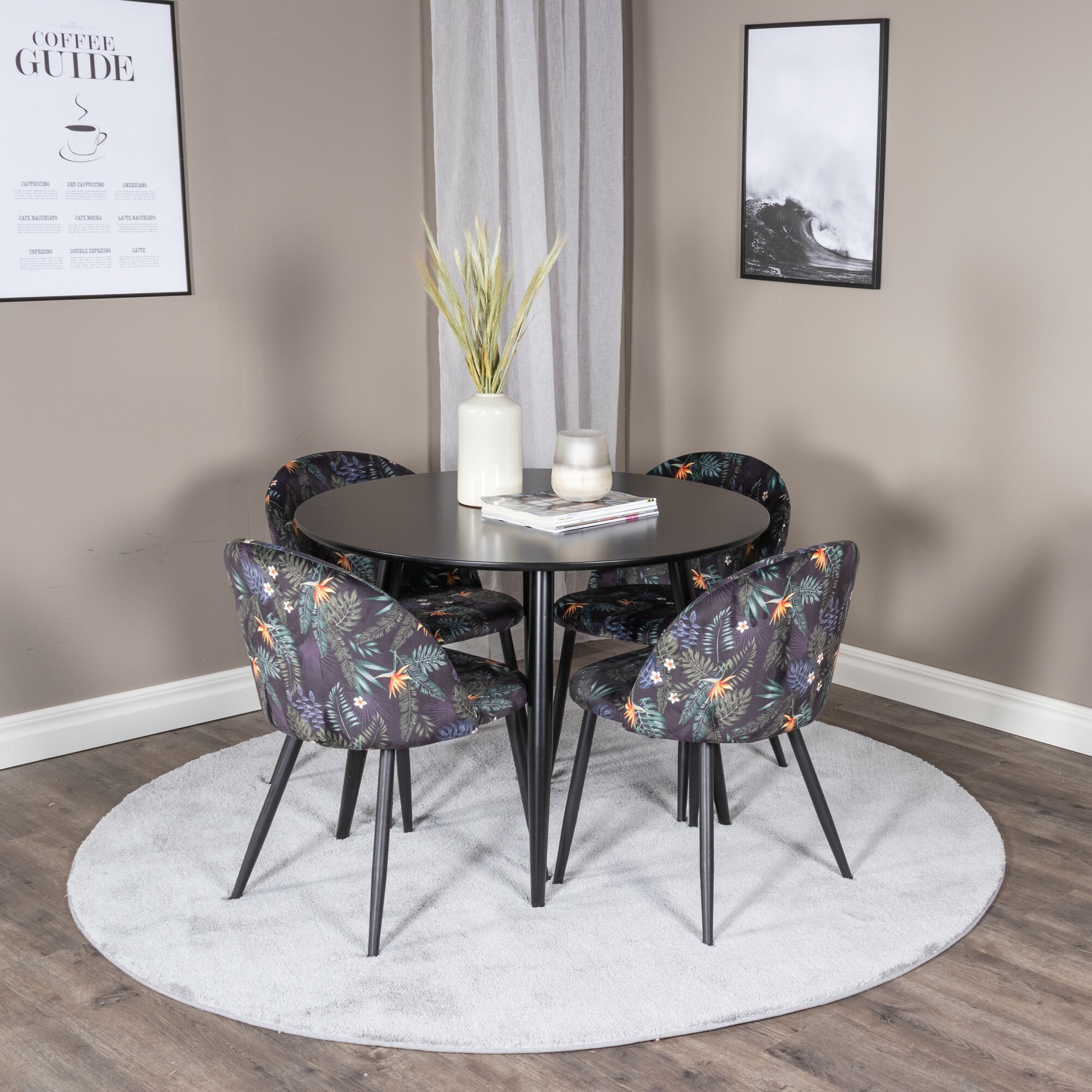 Spisegruppe Venture Home Plaza med 4stk Velvet Stoler