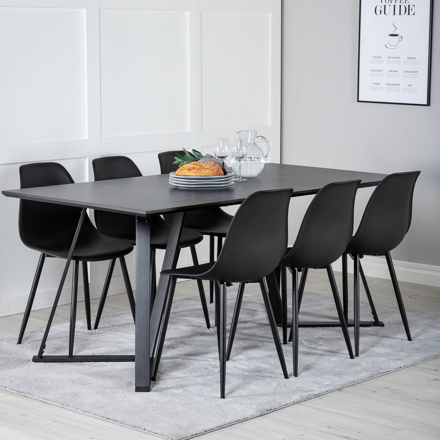 Spisegruppe Venture Home Madde med 6 Pop Stoler