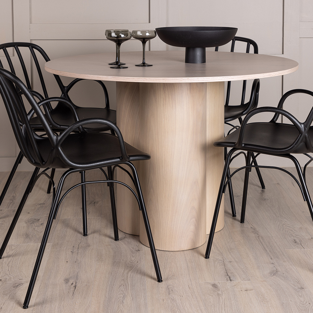 Spisegruppe Venture Home Olivia Ø 110 cm med 4 Dyrön Stoler