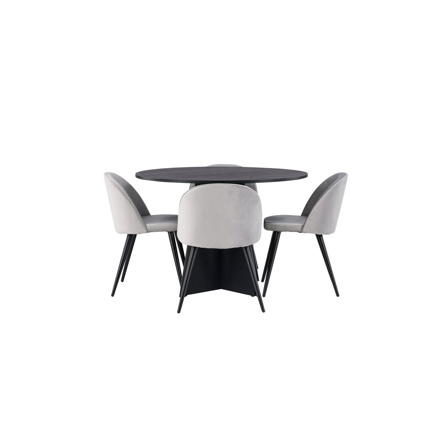 Spisegruppe Venture Home Bootcut Ø110 cm med 4 Velvet Stoler