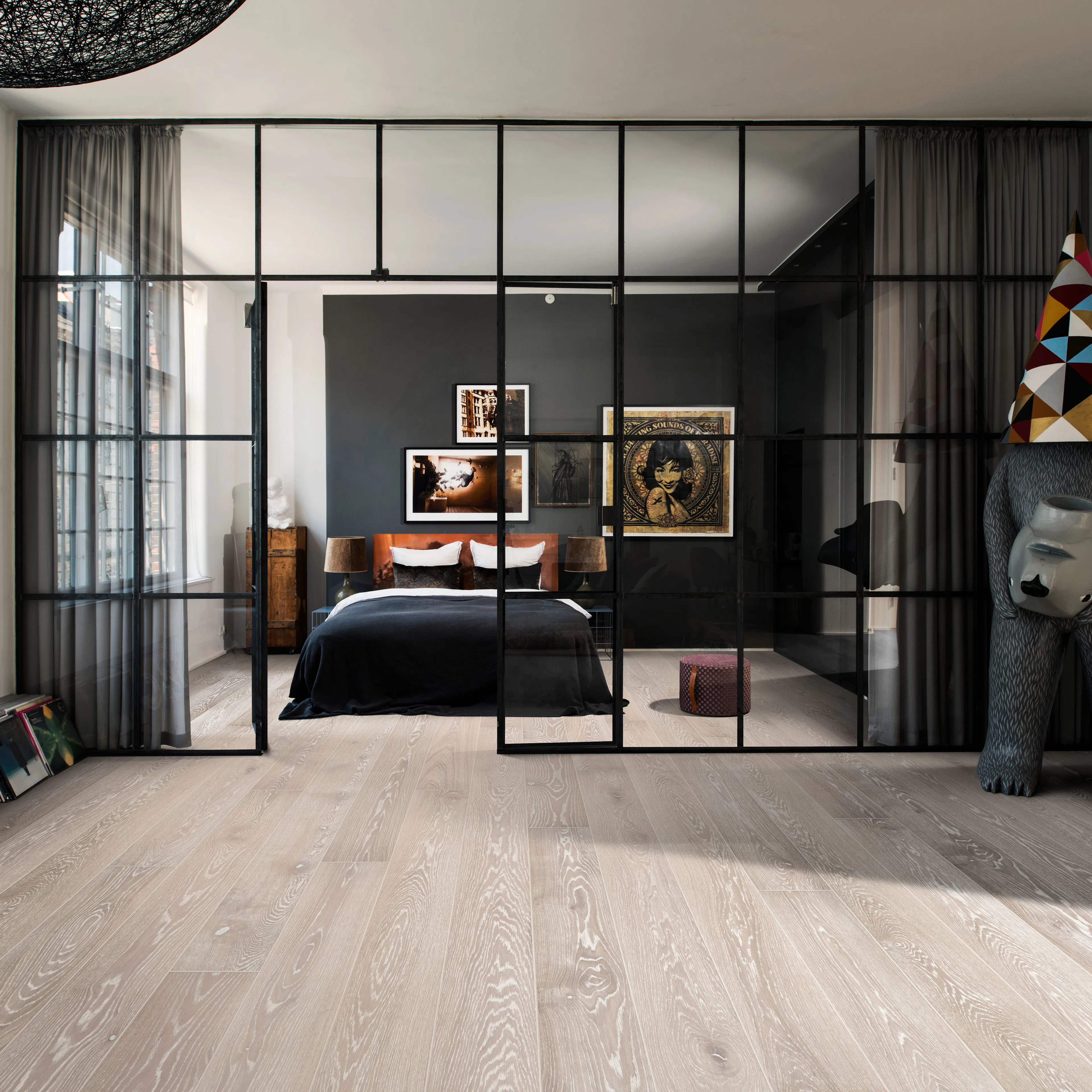 Parkett Kährs Nouveau Snow Hvit Mattlakk Børstet Eik 2266 mm 1-stav