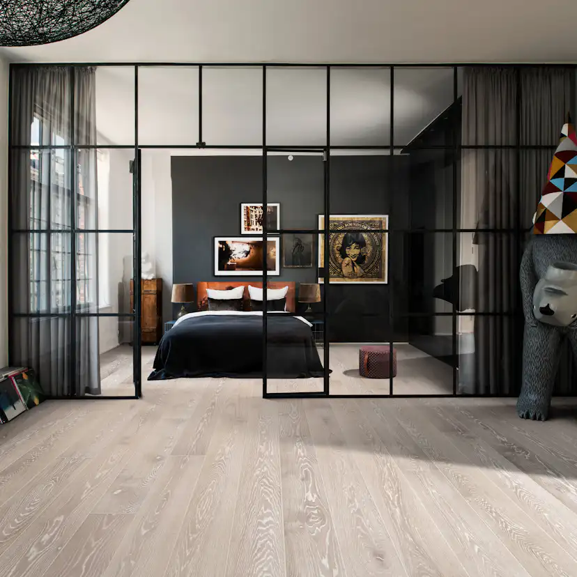 Parkett Kährs Nouveau Snow Hvit Mattlakk Børstet Eik 2266 mm 1-stav