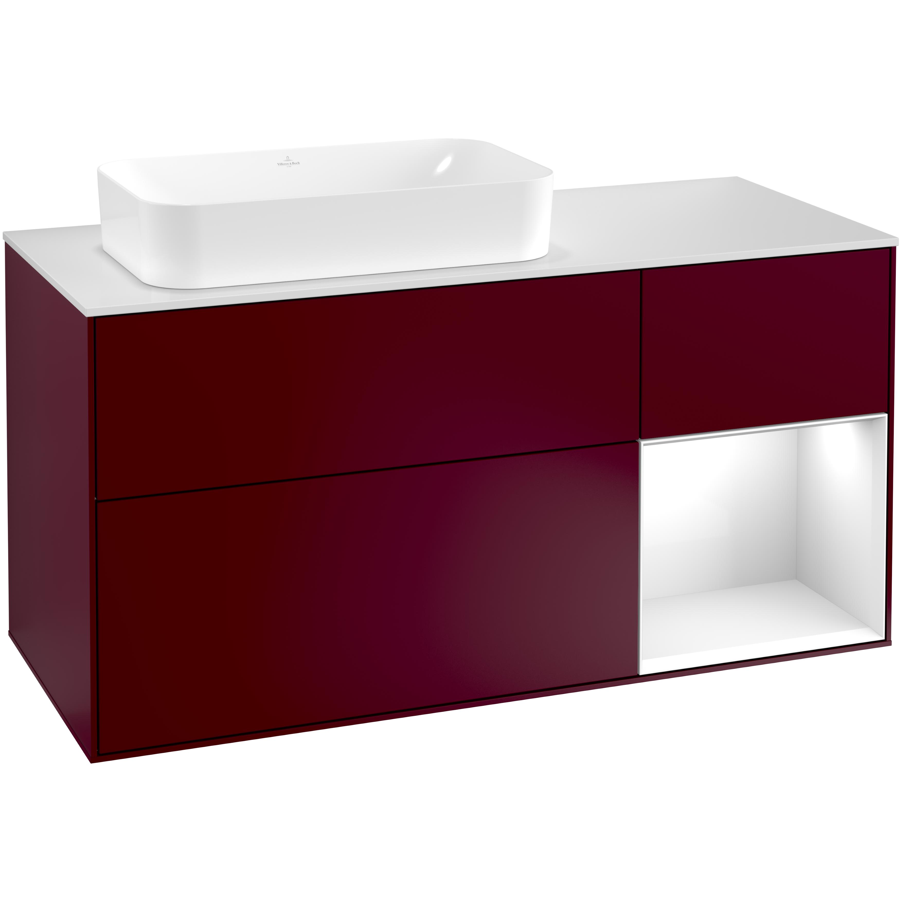 Tvättställsskåp Villeroy & Boch Finion med 3 Lådor Hylla och Bänkskiva för Ocentrerat Fristående Tvättställ